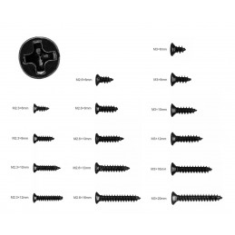 Sæt med 450 miniskruer (2,3, 2,6, 3,0 mm, forsænket, sort)