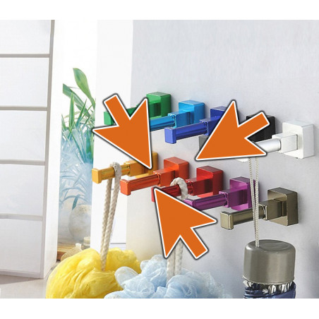Set of 10 colorful clothes hooks (aluminum, square, orange) Set of 10 colorful clothes hooks (aluminum, square, orange)