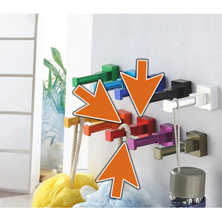 Set of 10 clothes hooks (aluminum, square, red) Set of 10 clothes hooks (aluminum, square, red)