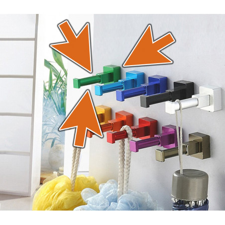 Set of 10 colorful clothes hooks (aluminum, square, green) Set of 10 colorful clothes hooks (aluminum, square, green)