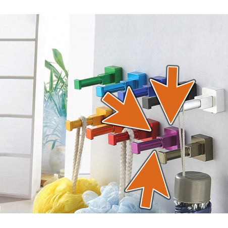 Set of 10 colorful clothes hooks (aluminum, square, purple) Set of 10 colorful clothes hooks (aluminum, square, purple)