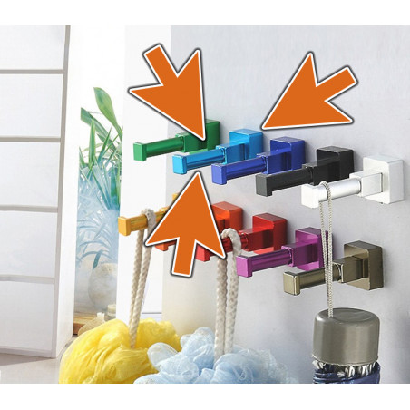 Set of 10 colorful clothes hooks (aluminum, square, light blue) Set of 10 colorful clothes hooks (aluminum, square, light blue)