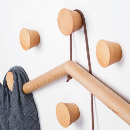 Set of 4 strong wooden clothes hooks (beech, nr 1 on the photo)
