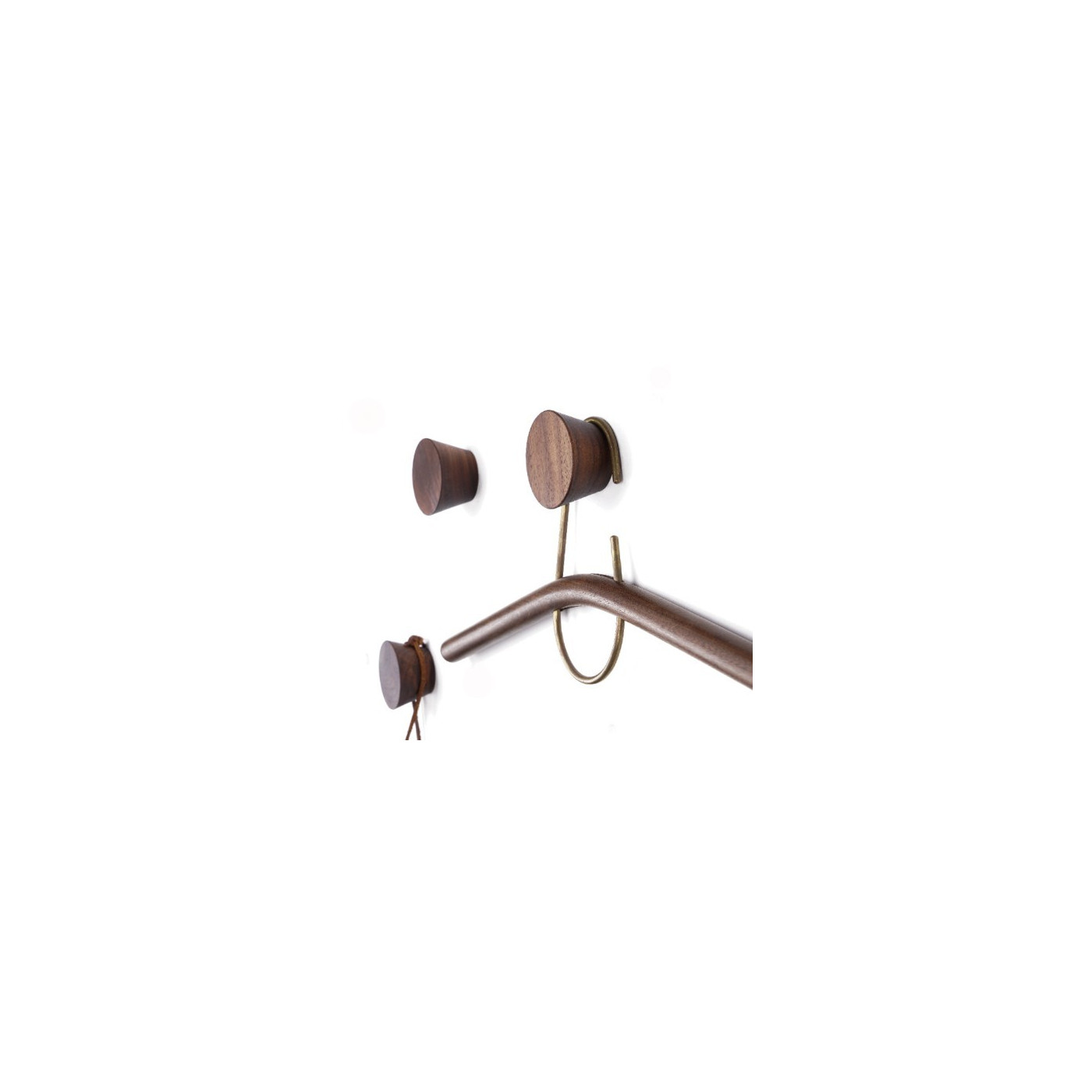 Set of 4 strong wooden clothes hooks (walnut, nr 2 on the photo)