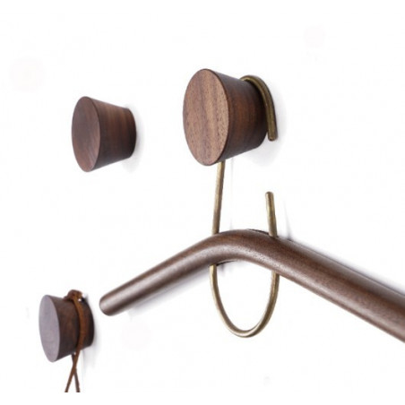 Set of 4 strong wooden clothes hooks (walnut, nr 2 on the photo)