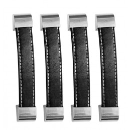 Conjunto de 4 alças de couro preto (128 mm, extremidade de