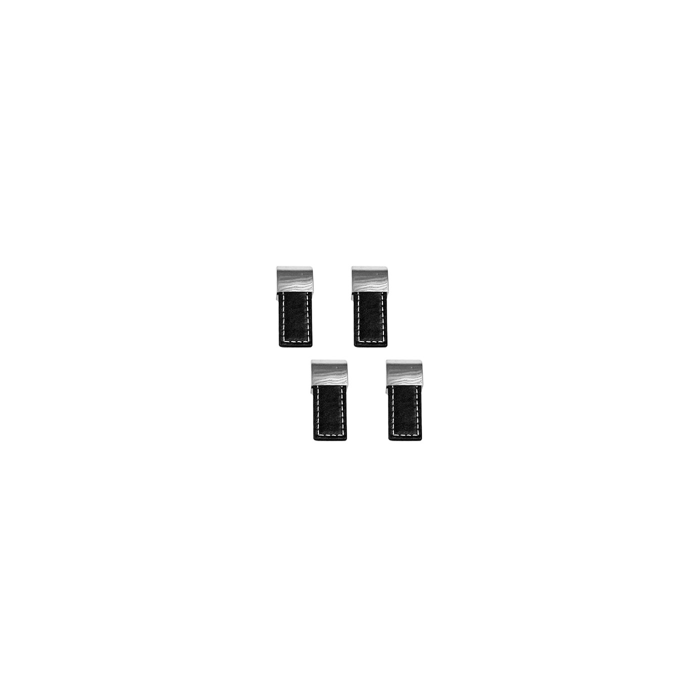 Conjunto de 4 puxadores de couro preto (monolateral, peça final