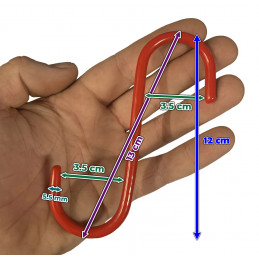 Sada 20 kovových S-háčků (12 cm, izolované, červené)