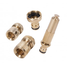 Garden hose (1/2 inch) connection set (4 pieces, brass)