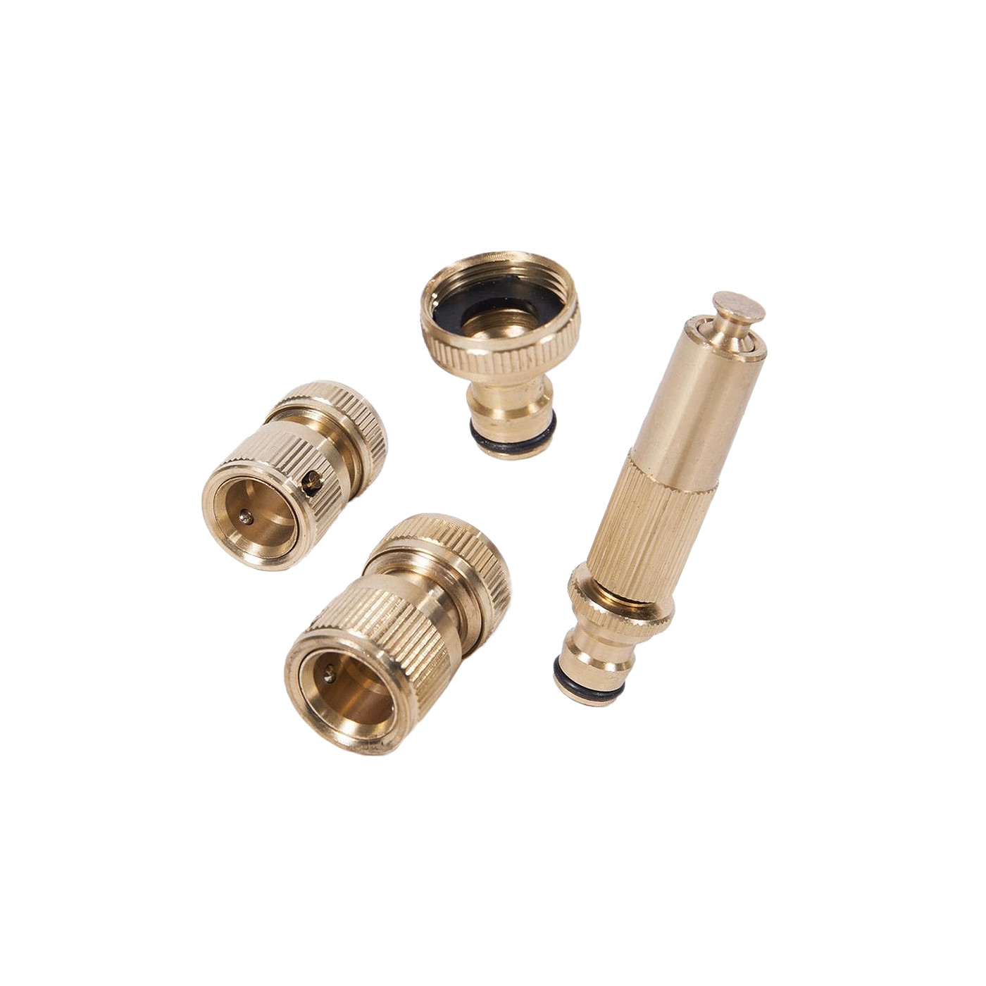 Garden hose (1/2 inch) connection set (4 pieces, brass)