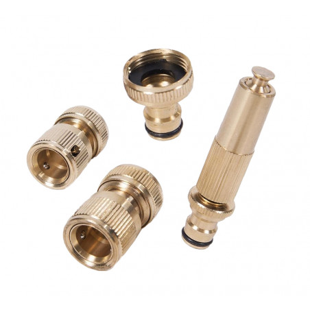 Garden hose (1/2 inch) connection set (4 pieces, brass)