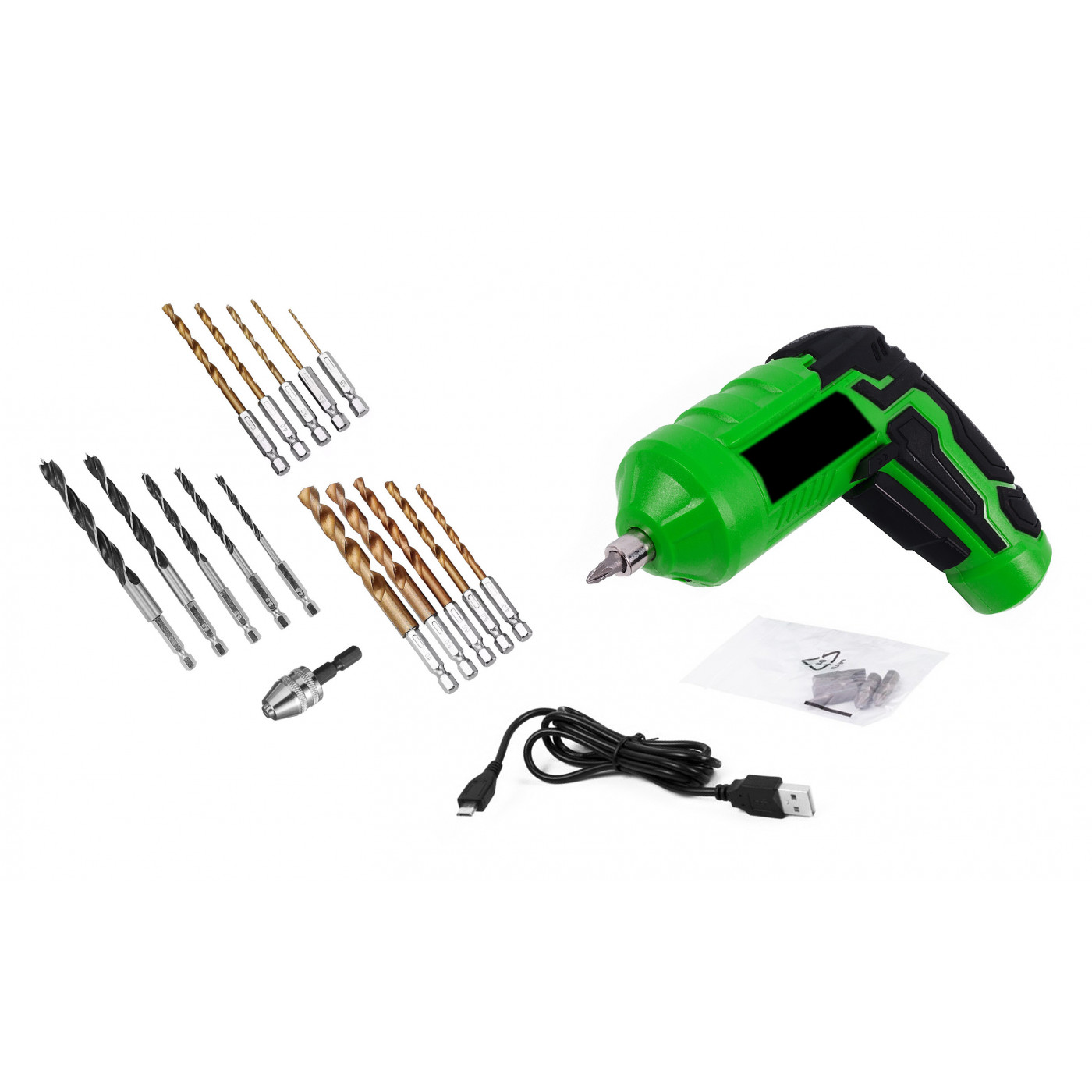 Set of electric screwdriver & drill with accessories
