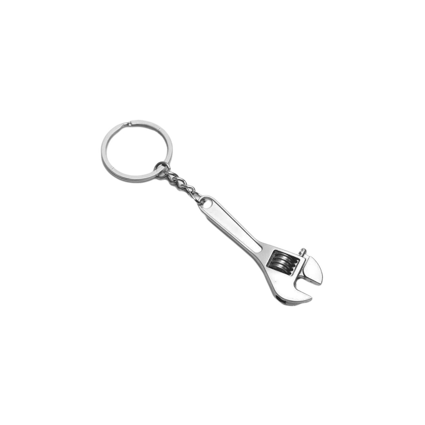 Set of 10 metal key rings (wrench-shaped, silver)