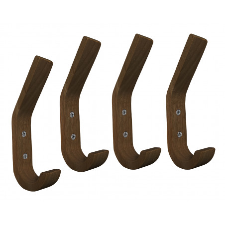 Set of 4 wooden coat hooks (walnut wood)