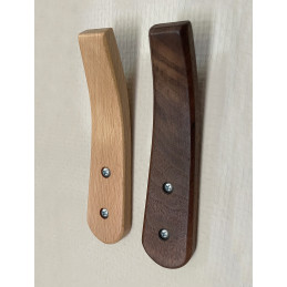 Set of 4 wooden, curved coat hooks (walnut, type 2 on photo)
