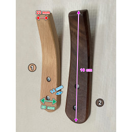 Set of 4 wooden, curved coat hooks (walnut, type 2 on photo)