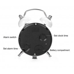 Set of 5 funny little alarm clocks (baby blue, battery)