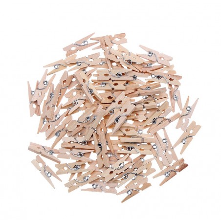 Lot de 50 micro épingles à linge (25 mm, bois)