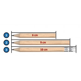 Lot de 30 mini crayons (type 3) avec gomme, 10 cm