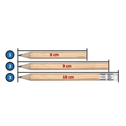 Set di 30 mini matite (tipo 3) con gomma, 10 cm