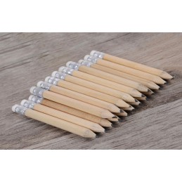 Lot de 30 mini crayons (type 3) avec gomme, 10 cm