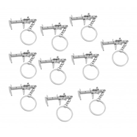 Set of 10 key chains (caliper, silver)