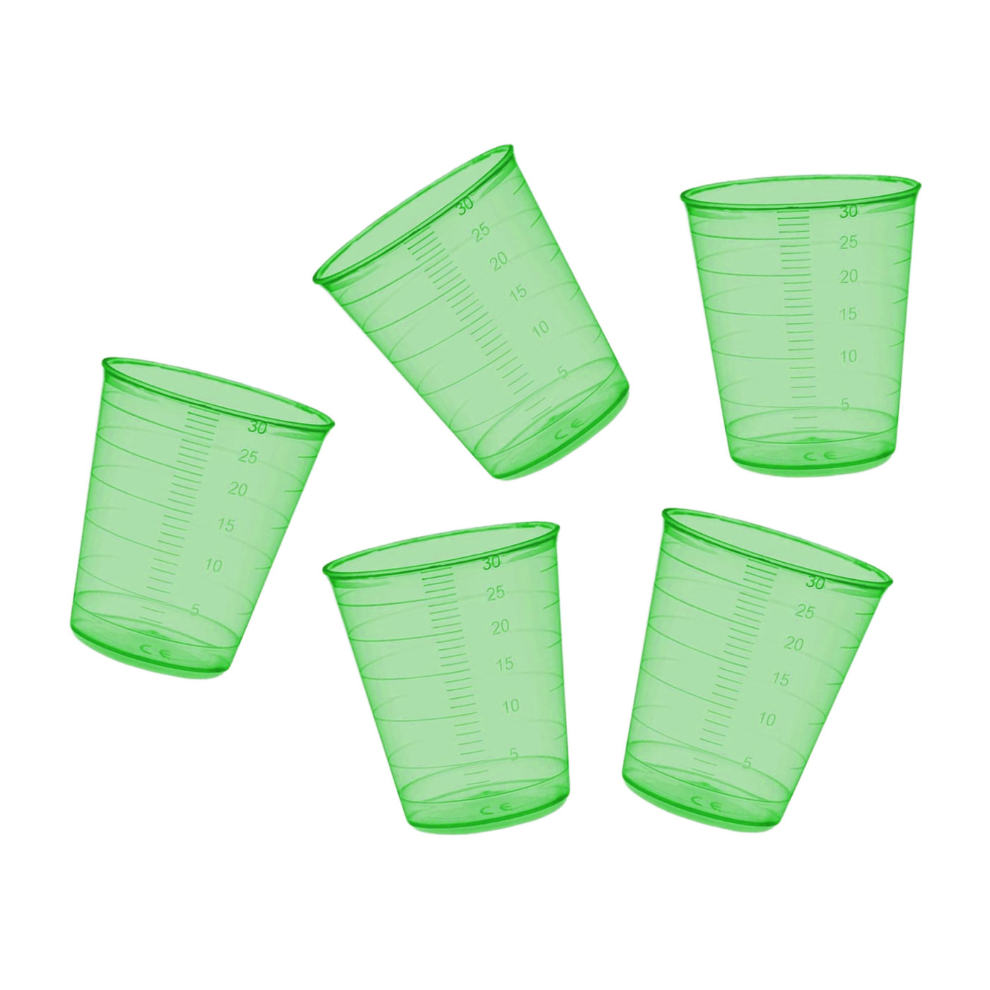 Set of 160 measuring cups (30 ml, green, PP, for frequent use