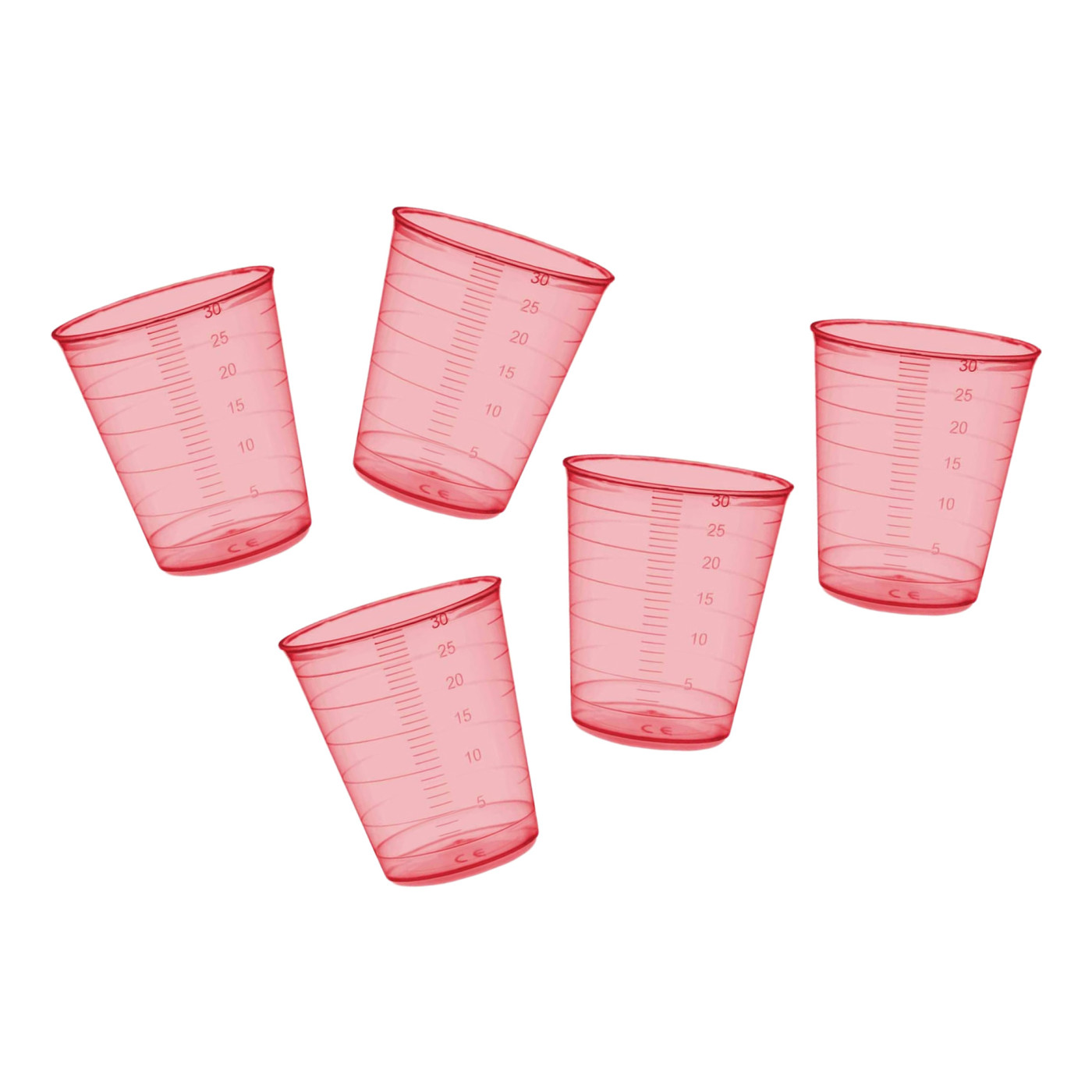 Set de 160 verres doseurs (30 ml, rouge, PP, pour usage fréquent
