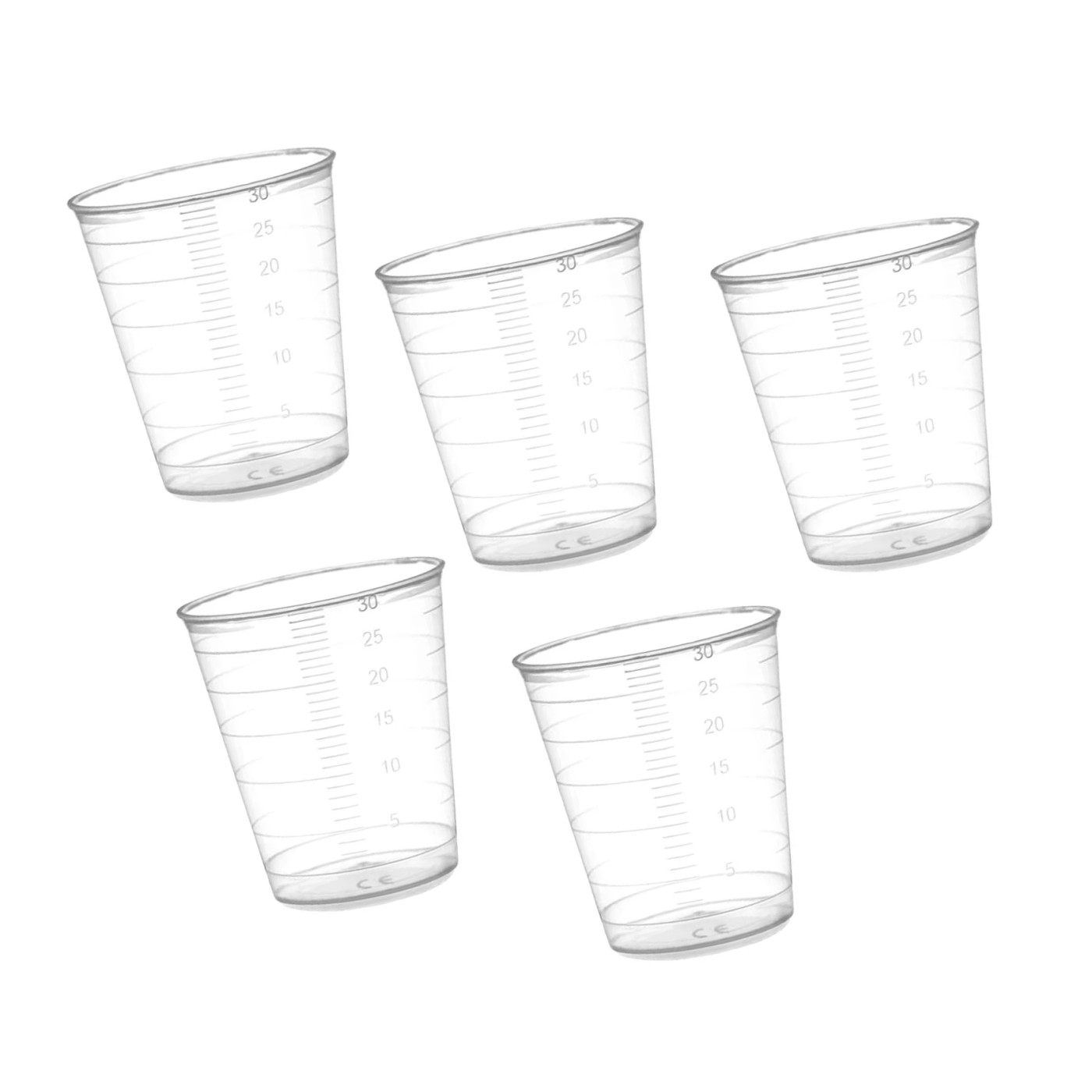 Set of 160 measuring cups (30 ml, transparent, PP, for frequent