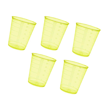 Set of 160 measuring cups (30 ml, yellow, PP, for frequent use)