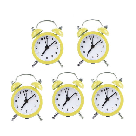 Conjunto de 5 despertadores engraçados (amarelo, bateria)