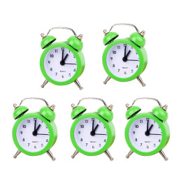 Set of 5 funny little alarm clocks (green, battery)