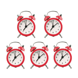 Set of 5 funny little alarm clocks (red, battery)