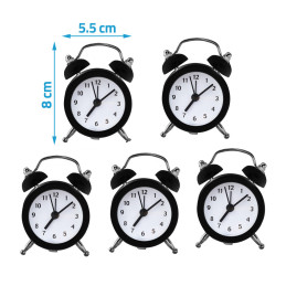 Set of 5 funny little alarm clocks (black, battery)