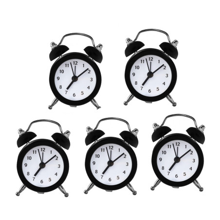 Set von 5 lustigen kleinen Weckern (schwarz, Batterie) Set von 5 lustigen kleinen Weckern (schwarz, Batterie)