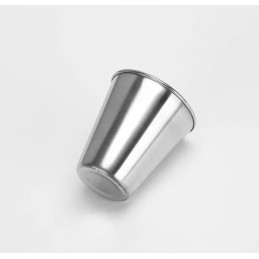 Set of 12 stainless steel cups, 70 ml, with rolled edge