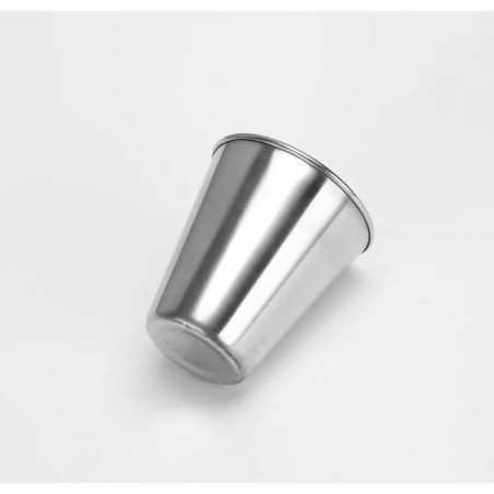 Set of 12 stainless steel cups, 70 ml, with rolled edge