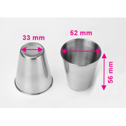 Set di 12 bicchieri in acciaio inox, 70 ml, con bordo arrotolato