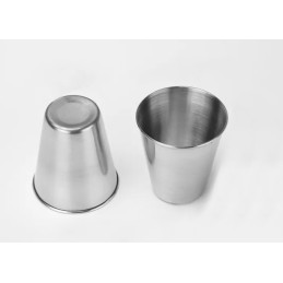 Set of 12 stainless steel cups, 70 ml, with rolled edge