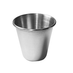 Stainless steel cup (1 single piece), 30 ml, with rolled edge
