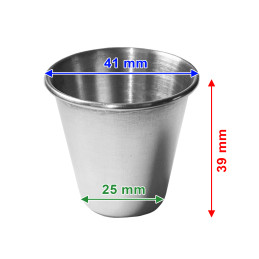 Sada 20 ks kelímků z nerezové oceli, 30 ml, se zarolovanými