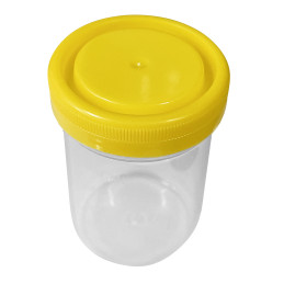 Sæt med 30 prøvebeholdere med gul låg (120 ml, PP-plast)