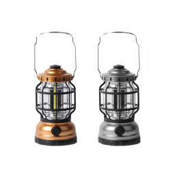 Retro camping lamp (dimmable, battery operated, silver)