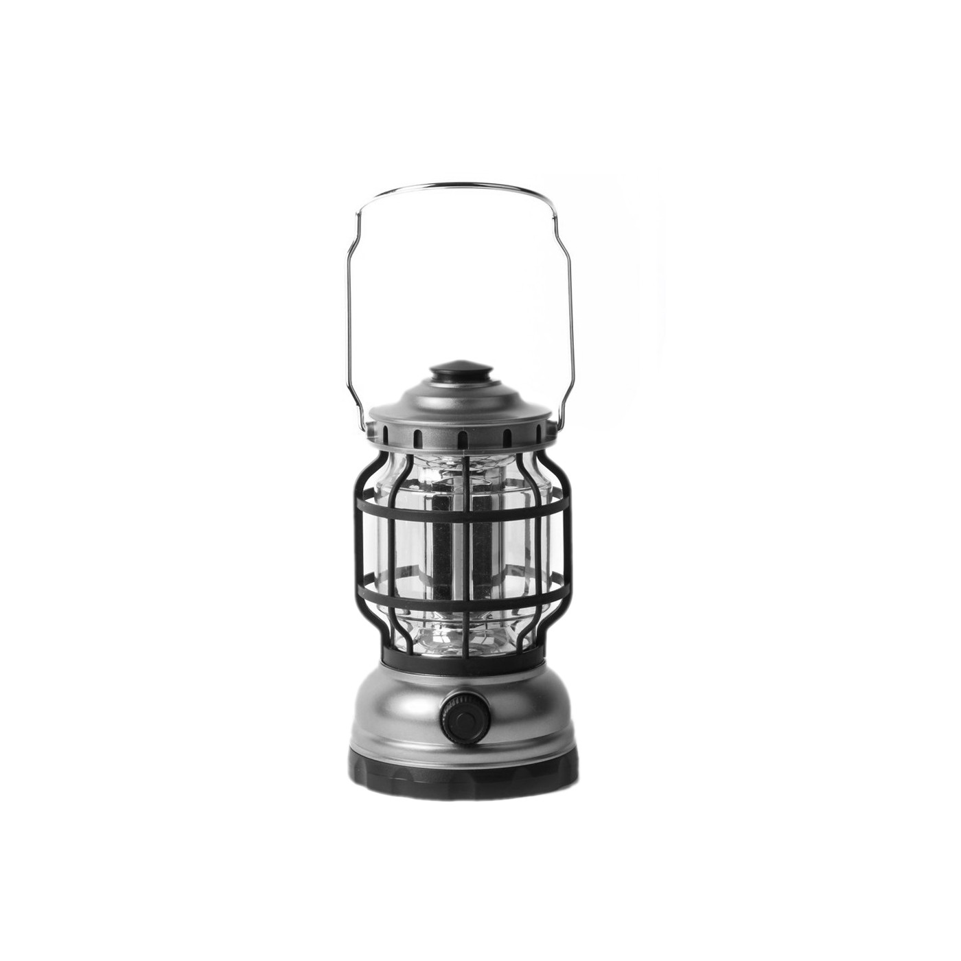Retro camping lamp (dimmable, battery operated, silver)