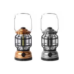 Retro Campinglampe (dimmbar, batteriebetrieben, gold)