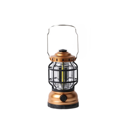 Retro camping lamp (dimmable, battery operated, gold)
