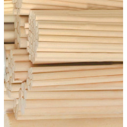 Set of 100 wooden sticks (30 cm length, 10 mm dia, birchwood)
