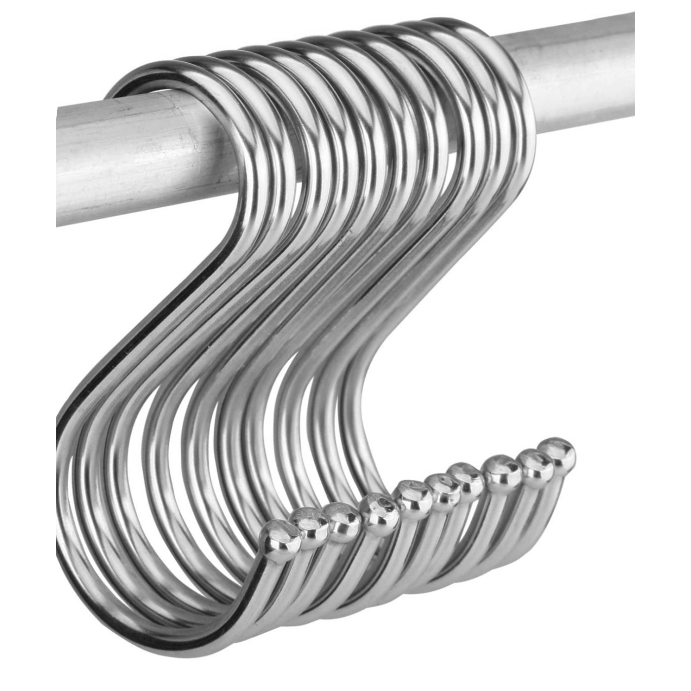 Set of 20 steel S-hooks (100 mm, max 15 kg)