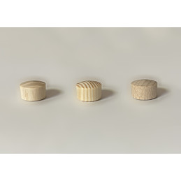 Set of 30 wooden buttons, caps (10x10 mm, pine wood)