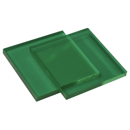 Set of 30 plastic squares (3x30x30 mm, acrylic, PMMA, green